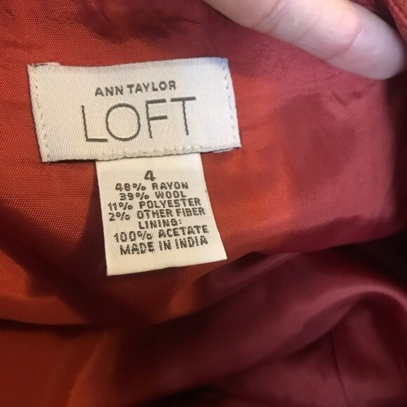 Ann Taylor LOFT~ Orange Plaid Pleated Wool Blend Mini Skirt size 4 - Picture 2 of 5